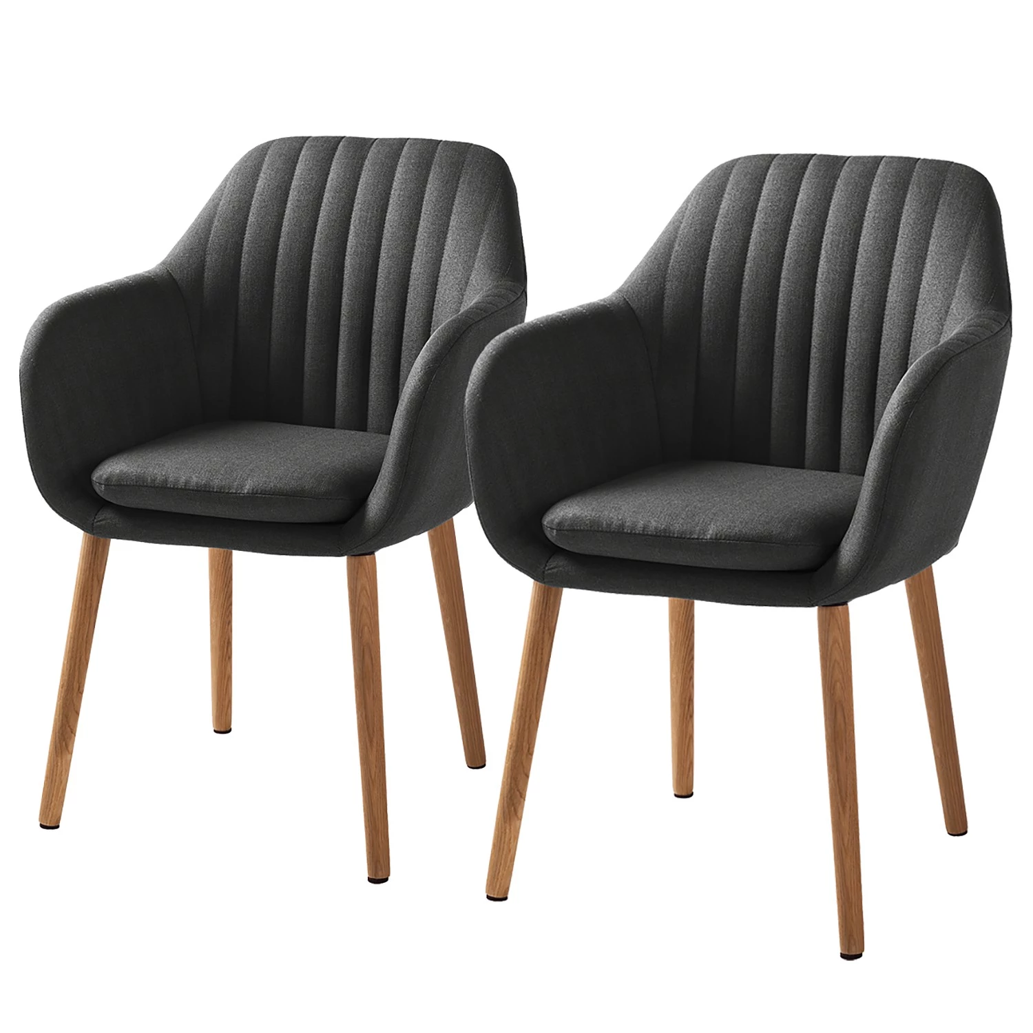 Mørteens Chaises à accoudoirs Tilanda - Tissu / Chêne massif - Tissu Cors: Gris foncé - Lot de 2 1 Mørteens Chaises à accoudoirs Tilanda - Tissu / Chêne massif - Tissu Cors: Gris foncé - Lot de 2