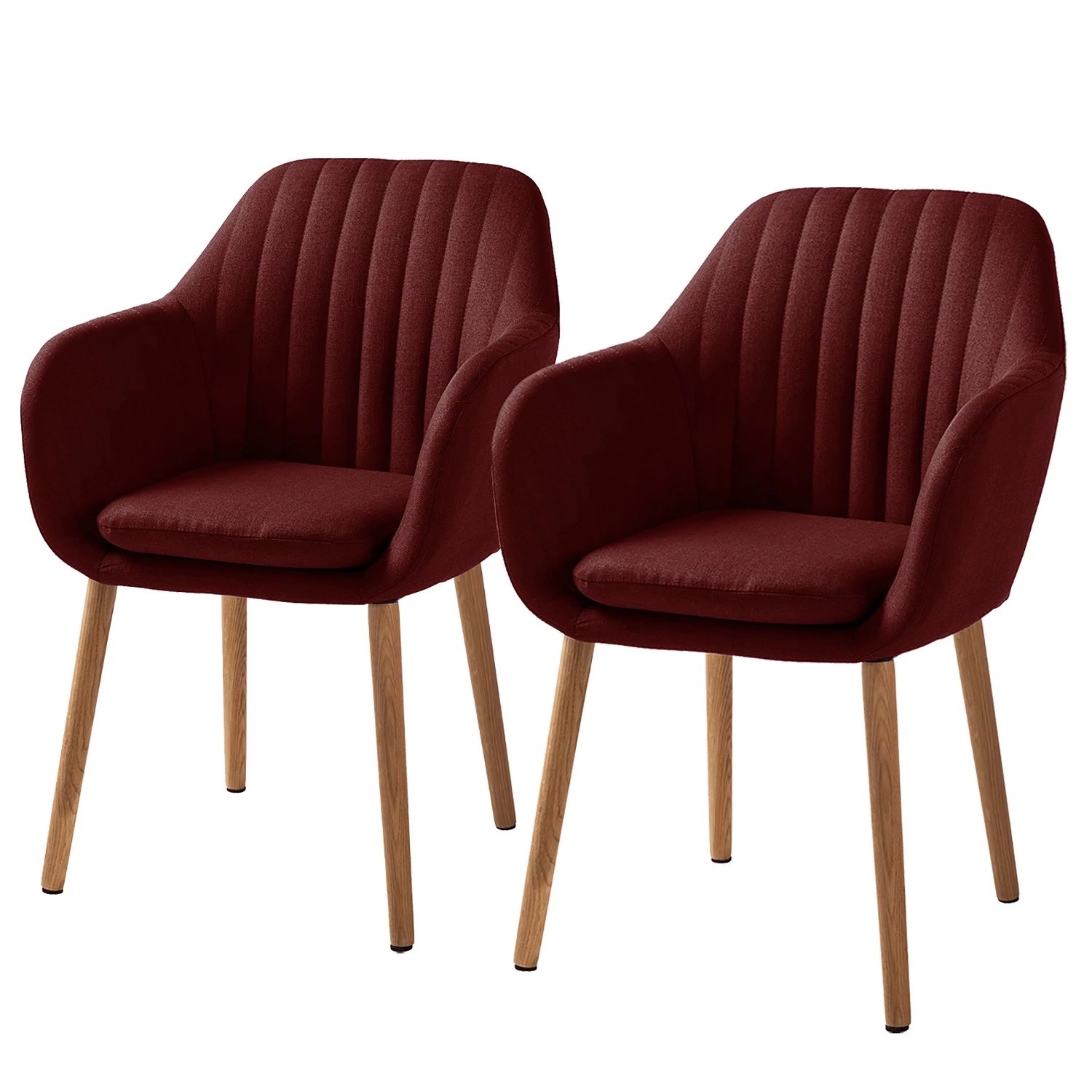 Mørteens Chaises à accoudoirs Tilanda - Tissu / Chêne massif - Tissu Cors: Rouge foncé - Lot de 2 1 Mørteens Chaises à accoudoirs Tilanda - Tissu / Chêne massif - Tissu Cors: Rouge foncé - Lot de 2