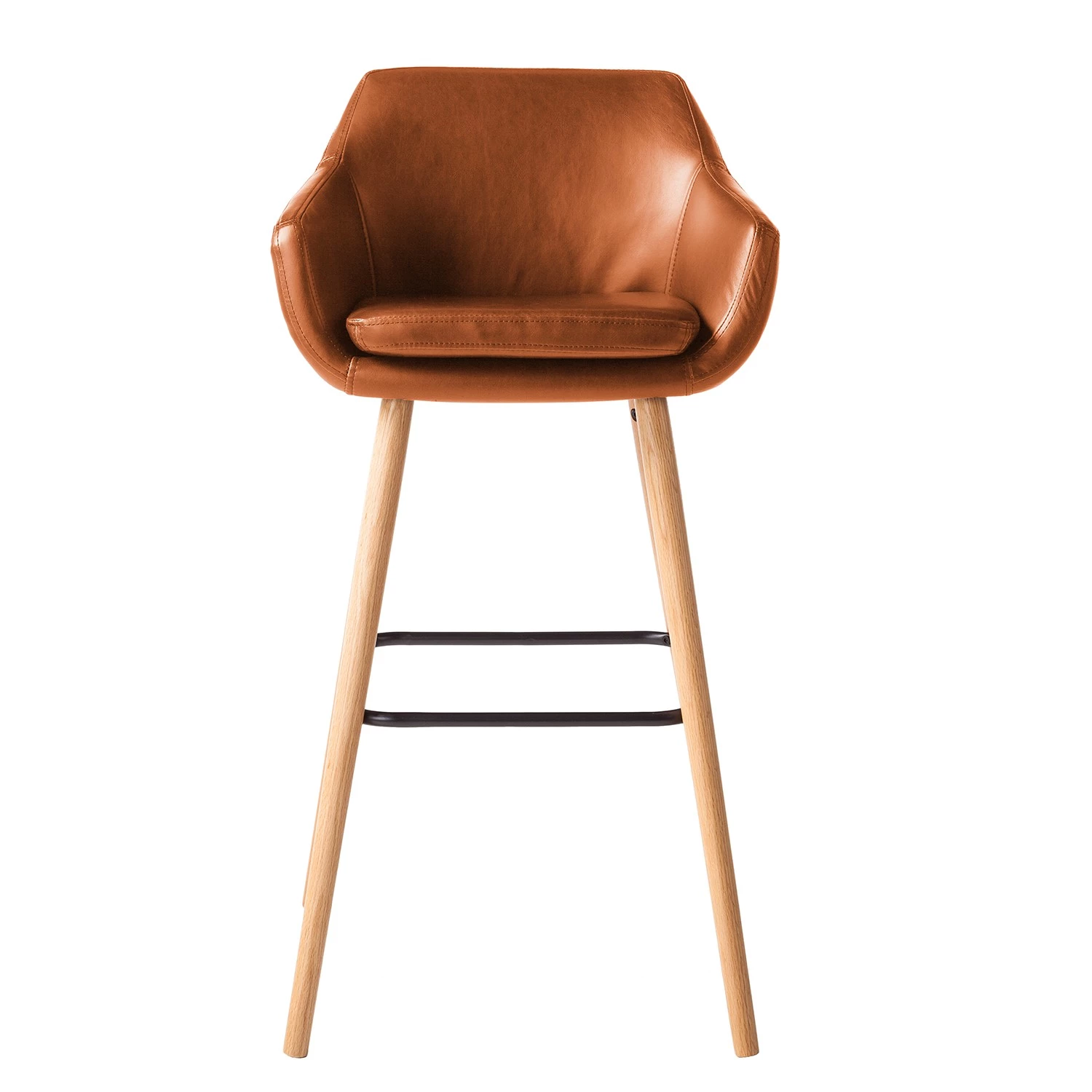 Mørteens Chaises de bar Nicholas I - Imitation cuir / Chêne massif - Marron vintage - Lot de 4 3 Mørteens Chaises de bar Nicholas I - Imitation cuir / Chêne massif - Marron vintage - Lot de 4 – Image 3
