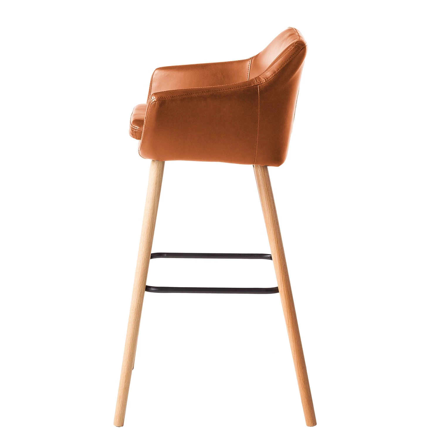 Mørteens Chaises de bar Nicholas I - Imitation cuir / Chêne massif - Marron vintage - Lot de 4 4 Mørteens Chaises de bar Nicholas I - Imitation cuir / Chêne massif - Marron vintage - Lot de 4 – Image 4