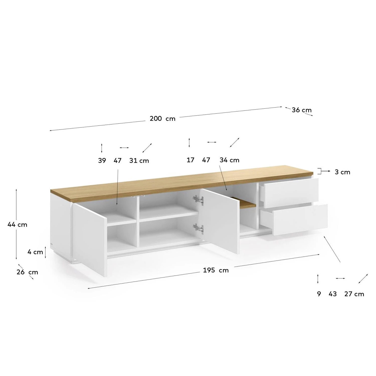 Loftscape Meuble TV Agueda - Imitation marbre blanc / Noir 9 Loftscape Meuble TV Agueda - Imitation marbre blanc / Noir – Image 9