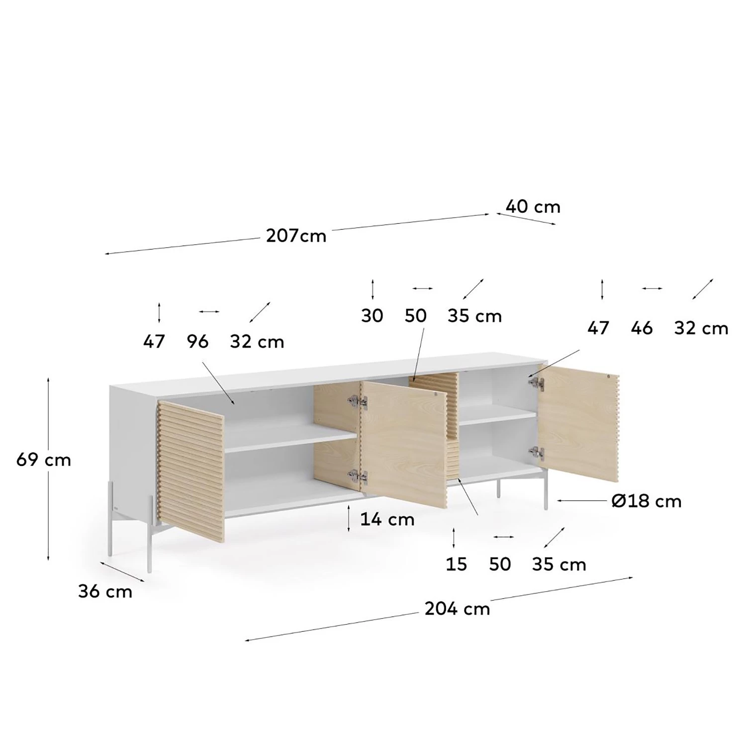 Loftscape Buffet Maredale - Frêne massif - Blanc / Frêne 6 Loftscape Buffet Maredale - Frêne massif - Blanc / Frêne – Image 6