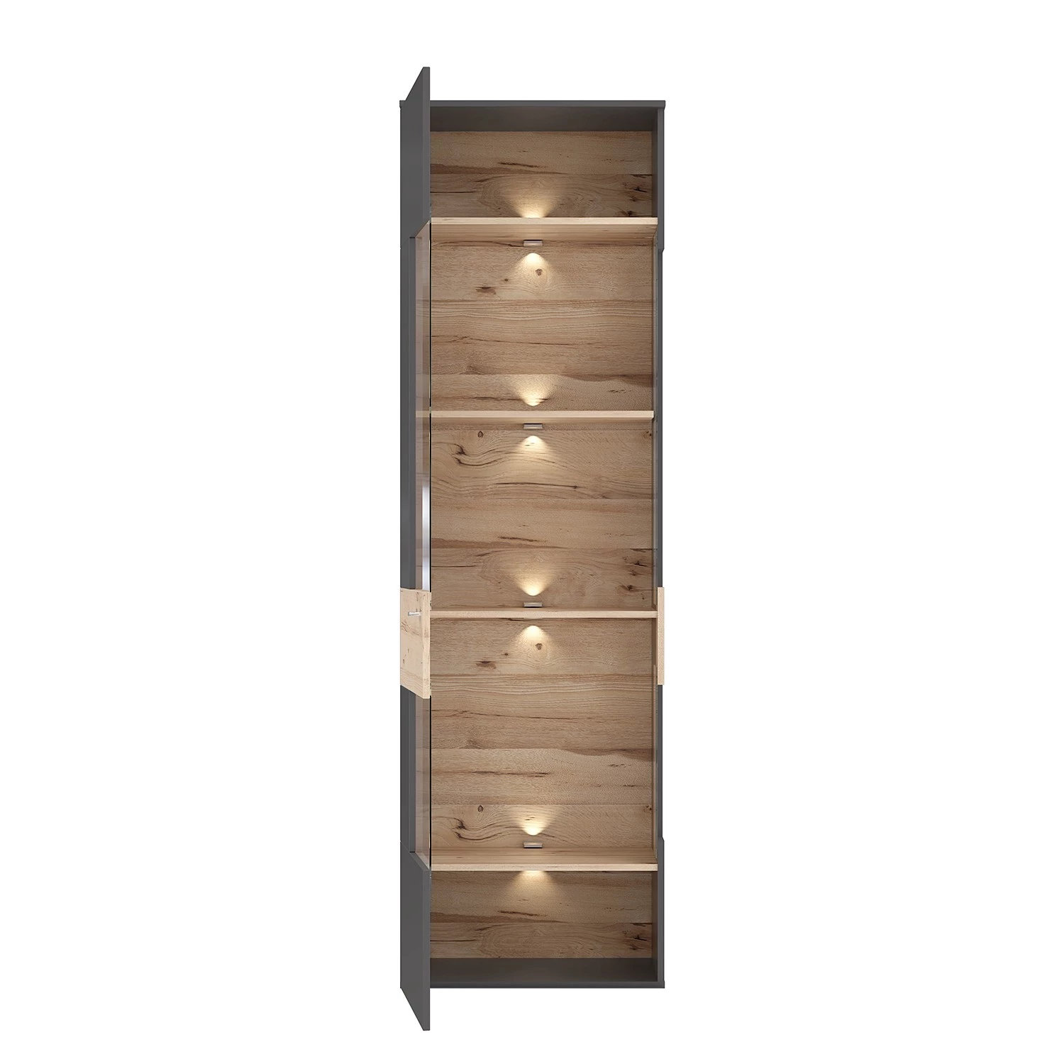 Loftscape Vitrine Corey - Avec éclairage - Imitation chêne / Gris - Butoir à gauche 4 Loftscape Vitrine Corey - Avec éclairage - Imitation chêne / Gris - Butoir à gauche – Image 4