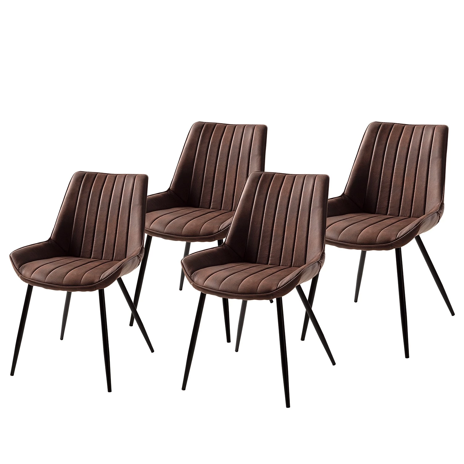 Ars manufacti Chaises capitonnées Midge (lot de 2) - Marron - Lot de 4 1 Ars manufacti Chaises capitonnées Midge (lot de 2) - Marron - Lot de 4