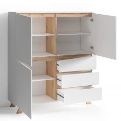 Norrwood Buffet haut Rautha - Blanc mat / Imitation chêne -Meubles de salle à manger Soldes Magasin 1000283874 210805 14244700379 DETAILS P000000001000283874