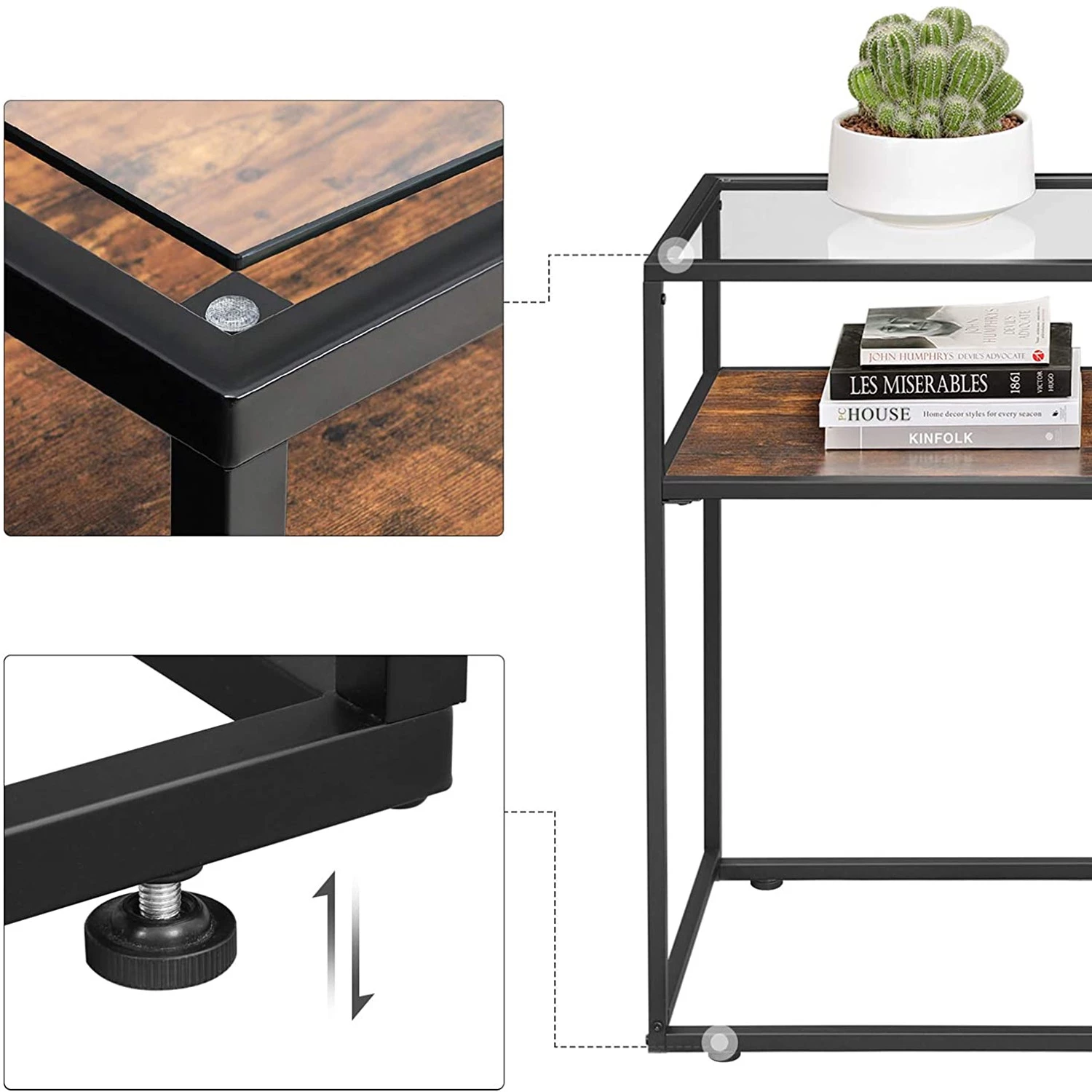 Red Living Console Cottage Hill - Verre / Métal - Marron / Noir 4 Red Living Console Cottage Hill - Verre / Métal - Marron / Noir – Image 4