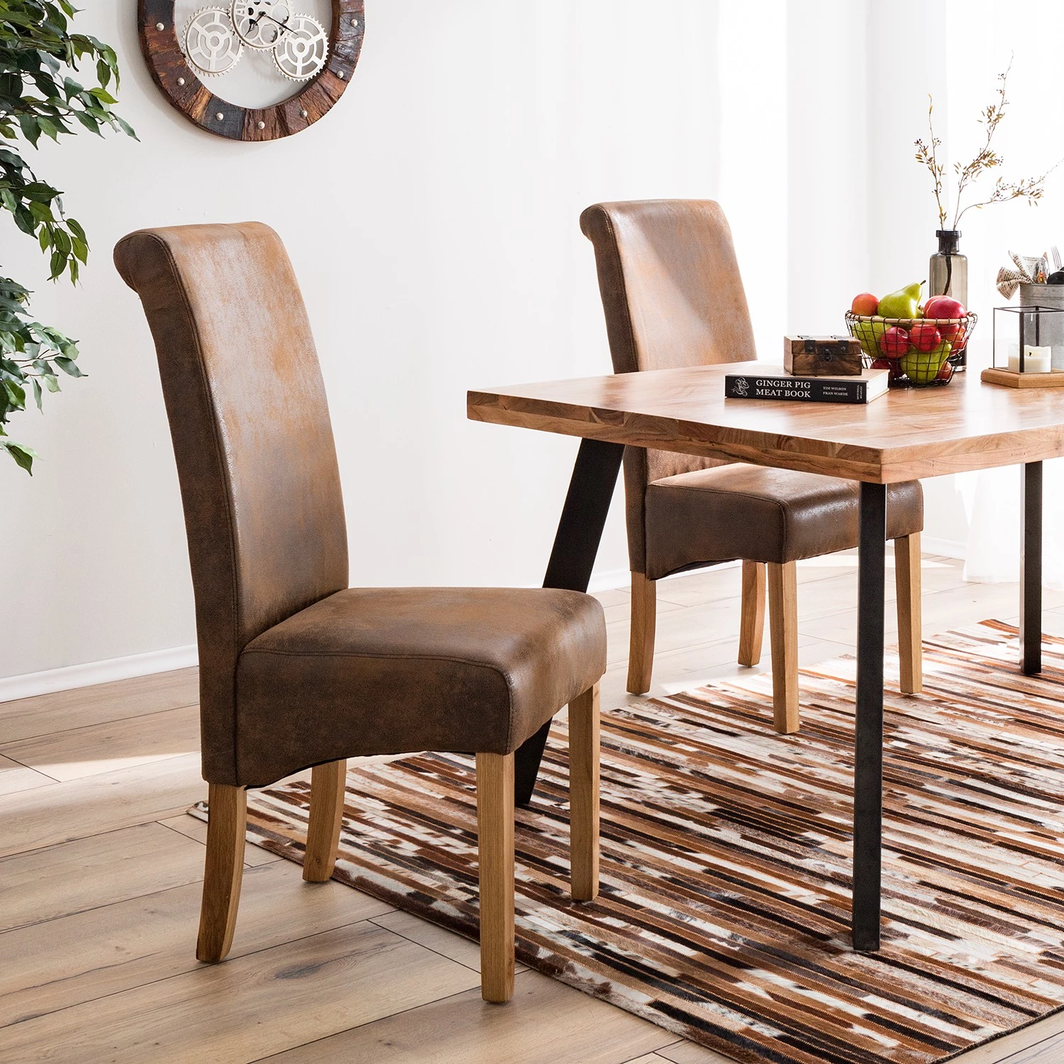 Ars Natura Chaise capitonnée Nello III - Lot de 4 2 Ars Natura Chaise capitonnée Nello III - Lot de 4 – Image 2