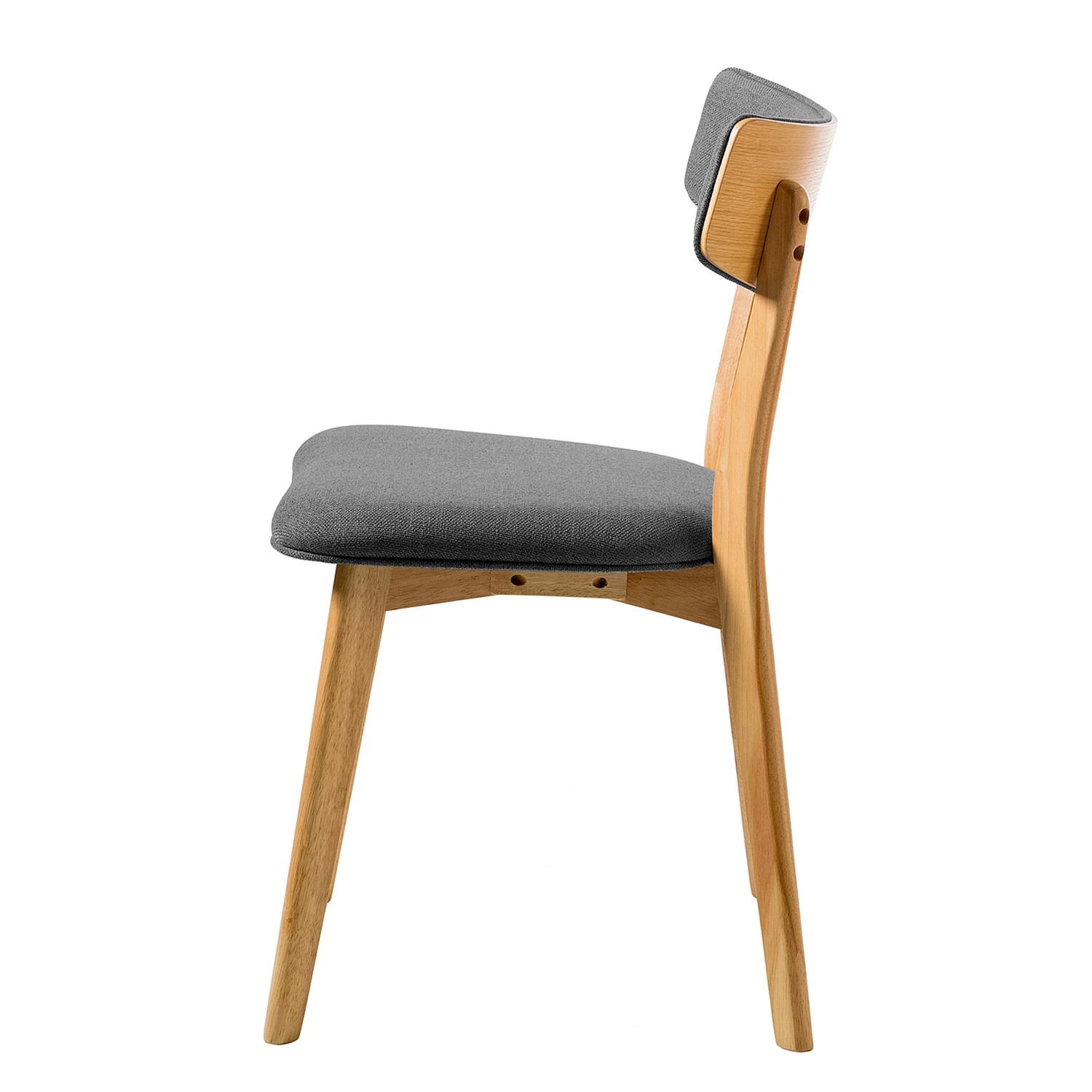 Mørteens Chaise Colson - Tissu / Hévéa massif - Gris foncé / Chêne - Lot de 4 3 Mørteens Chaise Colson - Tissu / Hévéa massif - Gris foncé / Chêne - Lot de 4 – Image 3