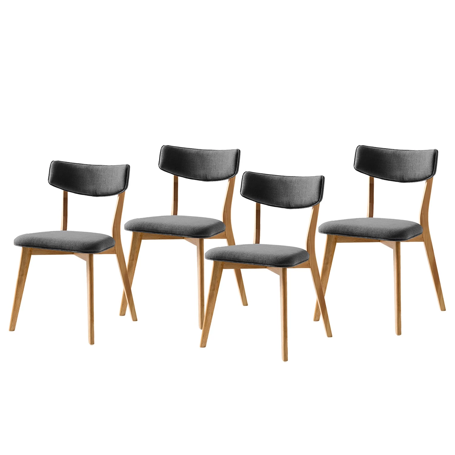 Mørteens Chaise Colson - Tissu / Hévéa massif - Gris foncé / Chêne - Lot de 4 1 Mørteens Chaise Colson - Tissu / Hévéa massif - Gris foncé / Chêne - Lot de 4