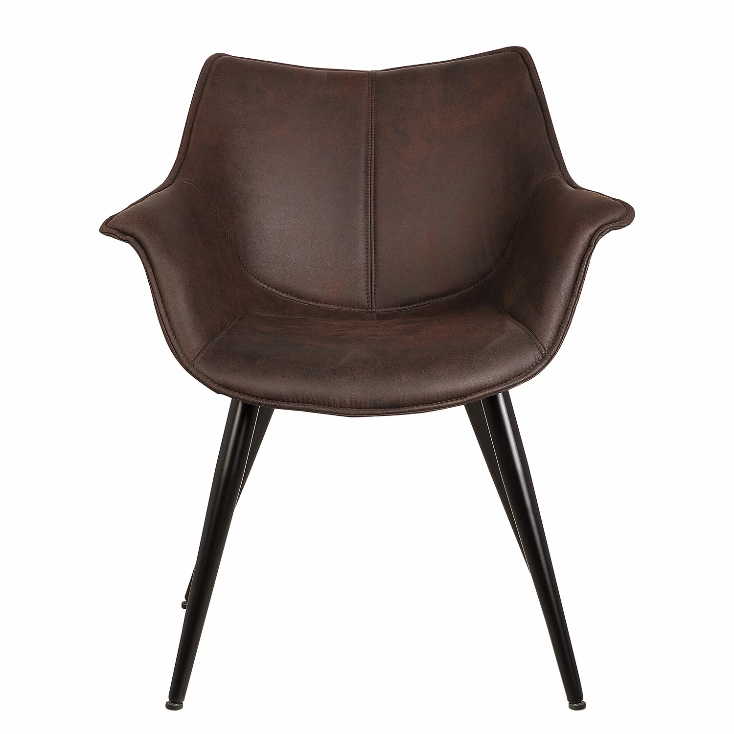 Ars manufacti Chaise à accoudoirs Kantii II - Microfibre / Métal - Microfibre Colby: Marron foncé vintage - Lot de 2 3 Ars manufacti Chaise à accoudoirs Kantii II - Microfibre / Métal - Microfibre Colby: Marron foncé vintage - Lot de 2 – Image 3