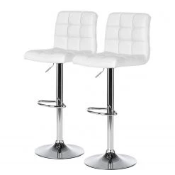 Fredriks Tabouret de bar Fitzgerald - Blanc / Chrome - Lot de 2