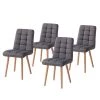 Mørteens Chaise capitonnée Doskie I - Tissu Zea: Gris foncé - Lot de 4