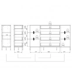 Maja Möbel Buffet Trend - Verre - Blanc brillant / Chrome -Meubles de salle à manger Soldes Magasin 1000284207 210804 14342400015 SKETCH DETAILS P000000001000284207 sketch