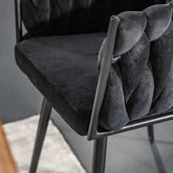 Jack & Alice Chaise à accoudoirs Feltham - Noir -Meubles de salle à manger Soldes Magasin 1000284292 220318 032 DETAILS P000000001000284292