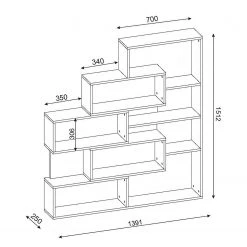 Loftscape Étagère Mertyn - Blanc / Imitation noyer clair -Meubles de salle à manger Soldes Magasin 1000284396 210809 06093100187 SKETCH DETAILS P000000001000284396 sketch
