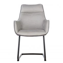 Fredriks Chaise à accoudoirs Altoona - Tissage à plat / Métal - Gris foncé et gris clair / Noir mat -Meubles de salle à manger Soldes Magasin 1000285151 220617 031 DETAILS P000000001000285151