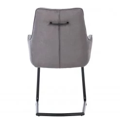 Fredriks Chaise à accoudoirs Altoona - Tissage à plat / Métal - Gris foncé et gris clair / Noir mat -Meubles de salle à manger Soldes Magasin 1000285151 220617 032 DETAILS P000000001000285151