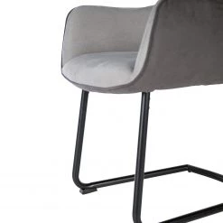 Fredriks Chaise à accoudoirs Altoona - Tissage à plat / Métal - Gris foncé et gris clair / Noir mat -Meubles de salle à manger Soldes Magasin 1000285151 220617 035 DETAILS P000000001000285151