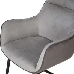 Fredriks Chaise à accoudoirs Altoona - Tissage à plat / Métal - Gris foncé et gris clair / Noir mat -Meubles de salle à manger Soldes Magasin 1000285151 220617 036 DETAILS P000000001000285151