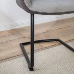 Fredriks Chaise à accoudoirs Altoona - Tissage à plat / Métal - Gris foncé et gris clair / Noir mat -Meubles de salle à manger Soldes Magasin 1000285151 220819 045 DETAILS P000000001000285151