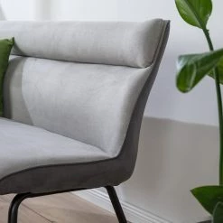 Fredriks Banc Altoona - Tissage à plat / Métal - Gris foncé et gris clair / Noir mat -Meubles de salle à manger Soldes Magasin 1000285153 220819 030 DETAILS P000000001000285153