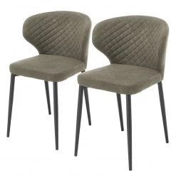 Ars manufacti Chaises Tingley (lot de 2) - Tissu / Métal - Taupe / Noir