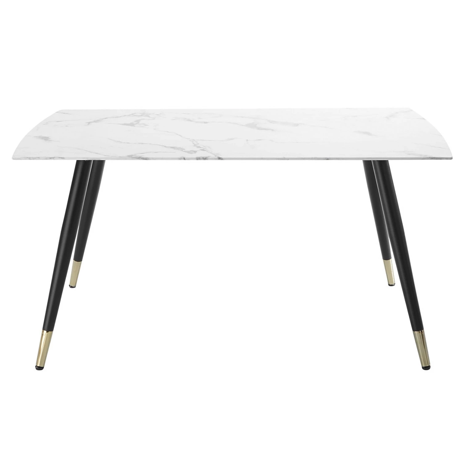 Jack & Alice Table Sigma - Verre de sécurité / Fer - Imitation marbre blanc / Noir 2 Jack & Alice Table Sigma - Verre de sécurité / Fer - Imitation marbre blanc / Noir – Image 2