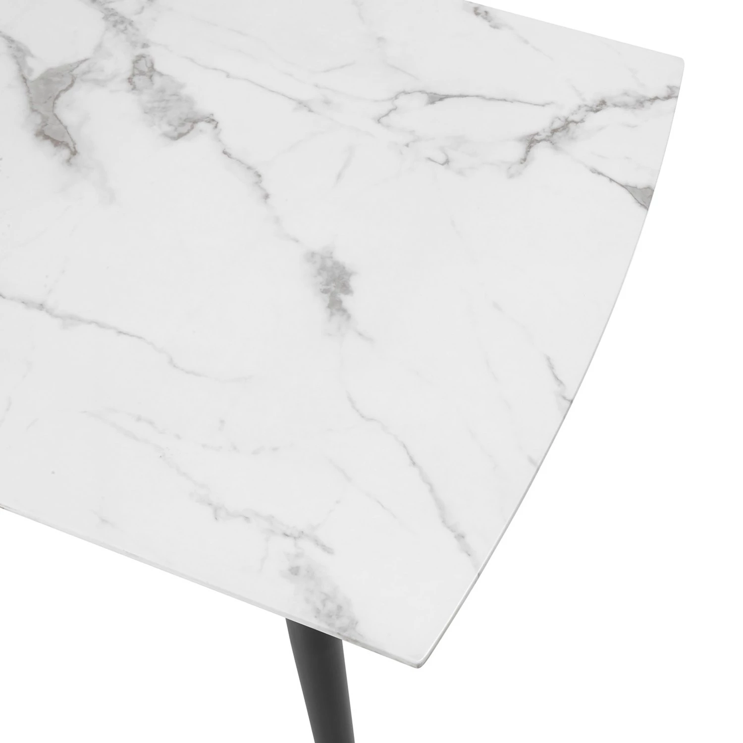 Jack & Alice Table Sigma - Verre de sécurité / Fer - Imitation marbre blanc / Noir 3 Jack & Alice Table Sigma - Verre de sécurité / Fer - Imitation marbre blanc / Noir – Image 3