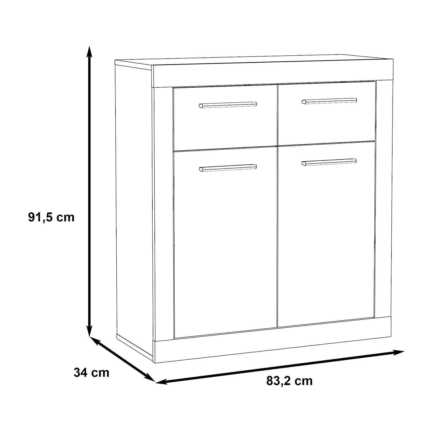 Loftscape Buffet Ballito - Blanc / Imitation chêne sable - Largeur : 83 cm 4 Loftscape Buffet Ballito - Blanc / Imitation chêne sable - Largeur : 83 cm – Image 4
