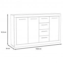 Loftscape Buffet Ballito I - Imitation chêne de sable -Meubles de salle à manger Soldes Magasin 1000285709 210813 14500600023 SKETCH DETAILS P000000001000285709 sketch