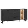 Loftscape Buffet Mazzo - Noir / Imitation chêne artisan