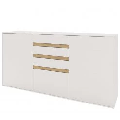 GWINNER Buffet Calea III - Plaqué bois - Blanc mat / Chêne