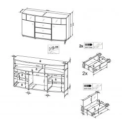 Loftscape Buffet Intento II - Blanc brillant / anthracite -Meubles de salle à manger Soldes Magasin 1000288166 210827 12095400018 SKETCH DETAILS P000000001000288166 sketch