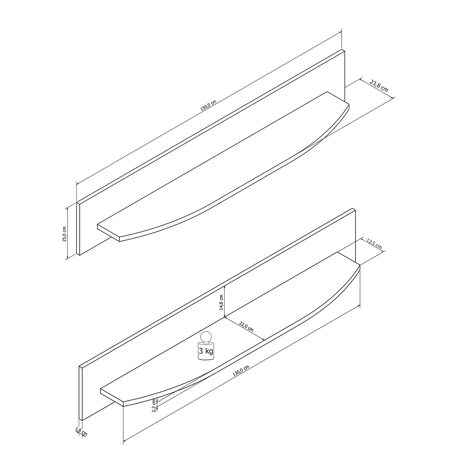 Loftscape Tablette murale Intento - Blanc brillant / Anthracite 8 Loftscape Tablette murale Intento - Blanc brillant / Anthracite – Image 8