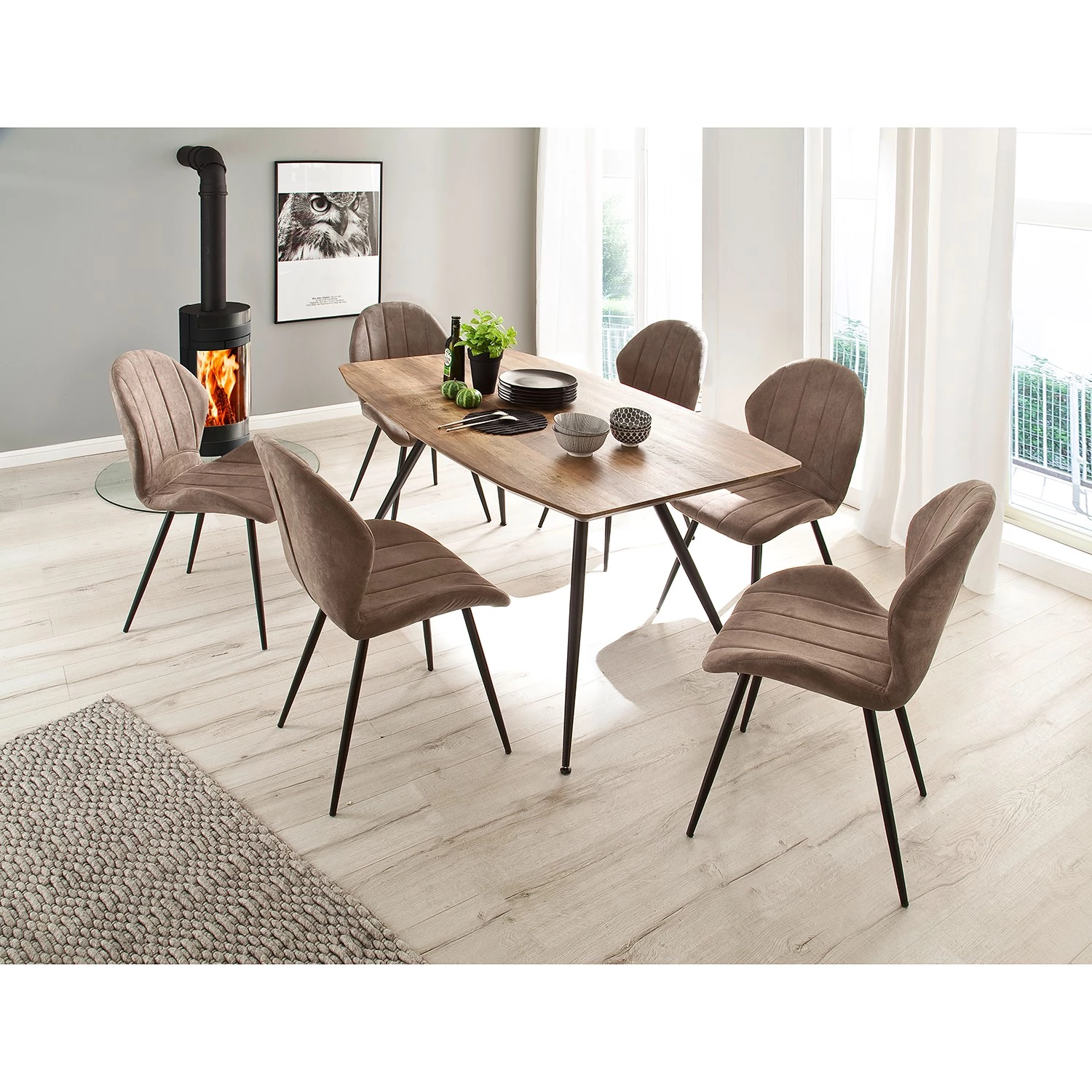 Loftscape Table Bucklin - Imitation chêne sauvage / Noir 2 Loftscape Table Bucklin - Imitation chêne sauvage / Noir – Image 2