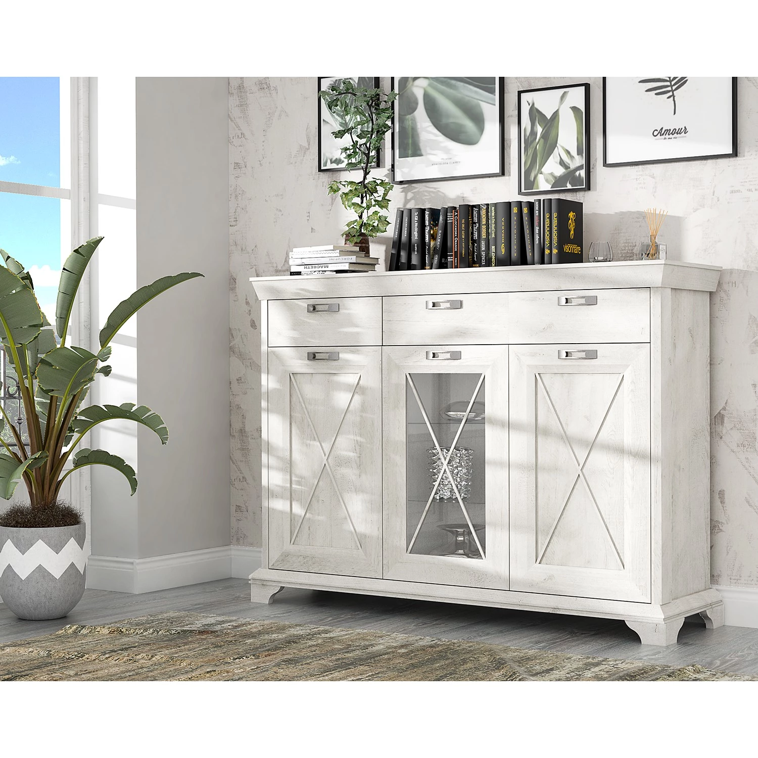 Ridgevalley Buffet haut Kimbark - Imitation pin blanc 2 Ridgevalley Buffet haut Kimbark - Imitation pin blanc – Image 2