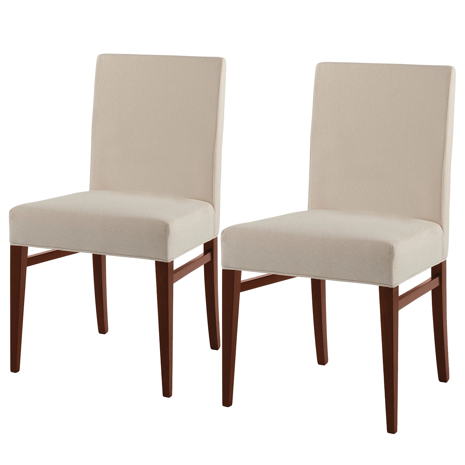 Red Living Chaise capitonnée Camillas II (lot de 2) - Tissu structuré / Hêtre massif- Beige / Imitation noyer 1 Red Living Chaise capitonnée Camillas II (lot de 2) - Tissu structuré / Hêtre massif- Beige / Imitation noyer