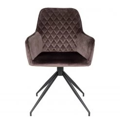 Red Living Chaise à accoudoirs Colachel II - Velours / Acier - Marron / Noir -Meubles de salle à manger Soldes Magasin 1000299405 211012 134455000114 DETAILS P000000001000299405