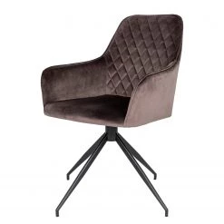 Red Living Chaise à accoudoirs Colachel II - Velours / Acier - Marron / Noir
