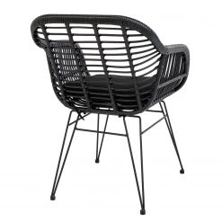 Naturoo Chaises à accoudoirs Corduroy (lot de 2) - (avec coussin d’assise) - Rotin / Métal - Rotin / Noir -Meubles de salle à manger Soldes Magasin 1000299408 211012 13445500131 DETAILS P000000001000299408