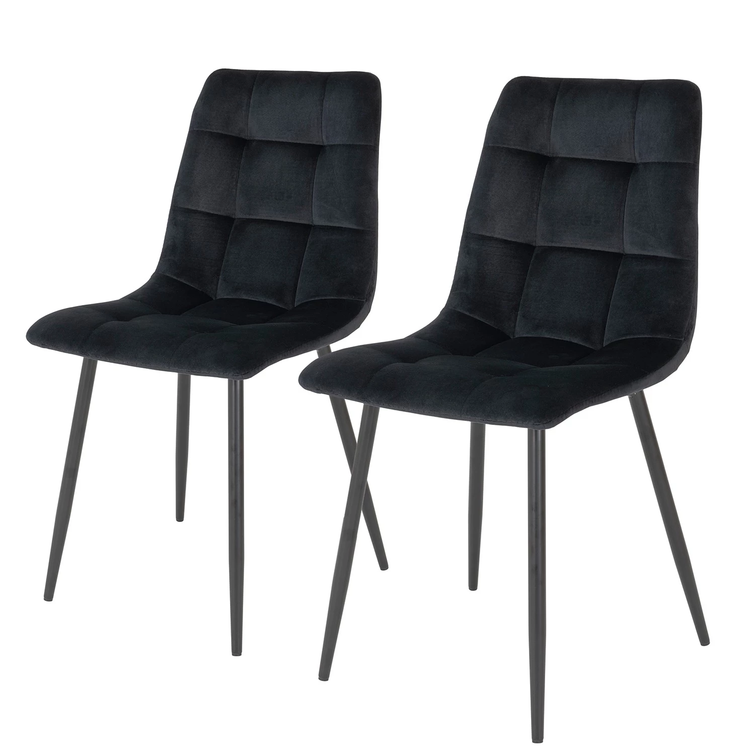 Loftscape Chaises capitonnées Ormoy II (lot de 2) - Velours / Acier - Noir 1 Loftscape Chaises capitonnées Ormoy II (lot de 2) - Velours / Acier - Noir