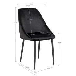 Red Living Chaises capitonnées Halley II (lot de 2) - Noir 11 Red Living Chaises capitonnées Halley II (lot de 2) - Noir -Meubles de salle à manger Soldes Magasin 1000299421 220131 083302000500 SKETCH DETAILS P000000001000299421 sketch