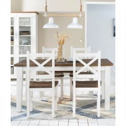 Maison Belfort Salle à manger Balignton (5 éléments) - Blanc - Largeur : 160 cm