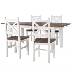 Maison Belfort Salle à manger Balignton (5 éléments) - Blanc - Largeur : 160 cm -Meubles de salle à manger Soldes Magasin 1000299529 220303 030 DETAILS P000000001000299529