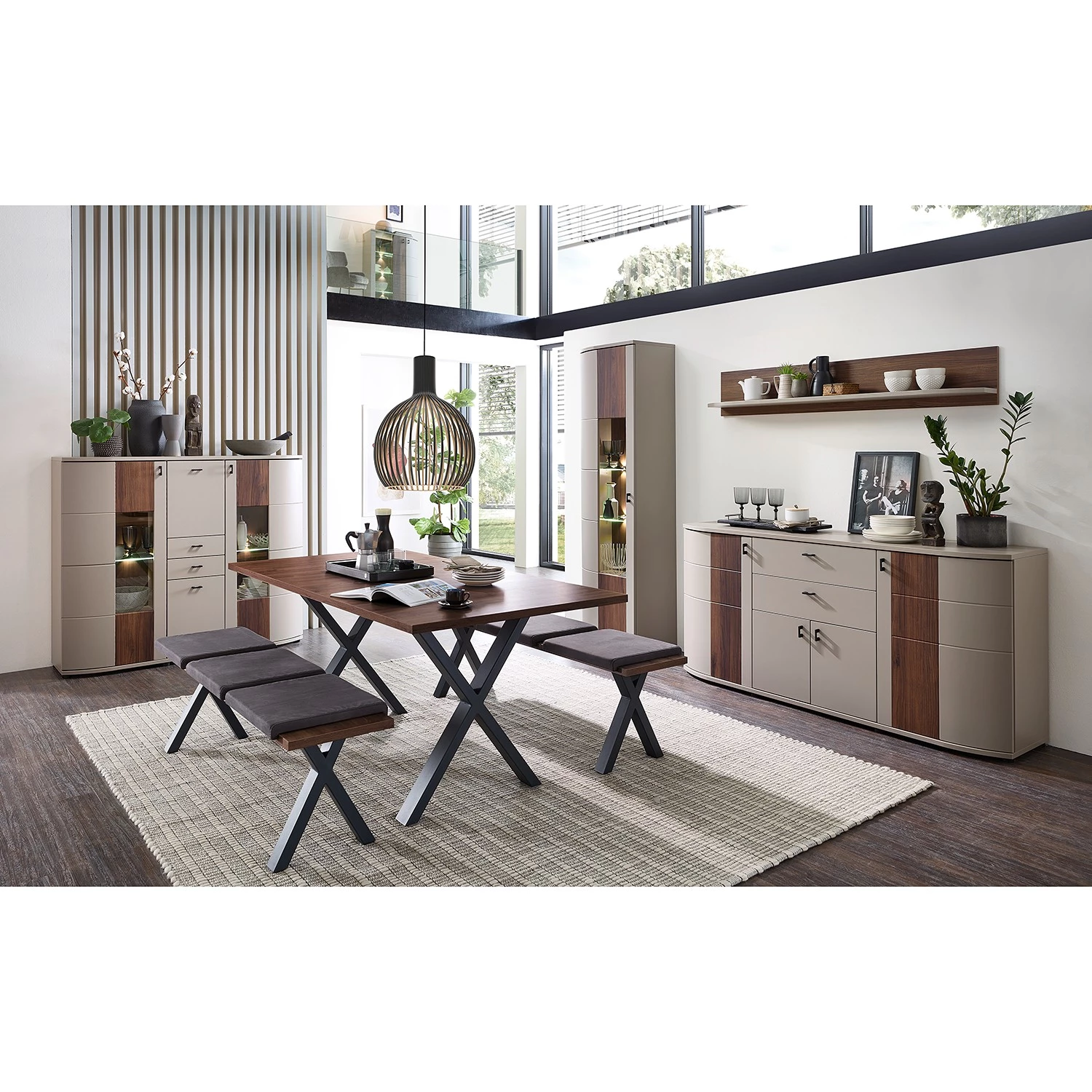 Loftscape Buffet haut Saida II - Avec éclairage - Cachemire / Imitation noyer 3 Loftscape Buffet haut Saida II - Avec éclairage - Cachemire / Imitation noyer – Image 3