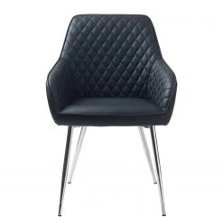 Red Living Chaises à accoudoirs Dela III (lot de 2) - Imitation cuir / Fer - Noir / Chrome -Meubles de salle à manger Soldes Magasin 1000303600 211117 16473800084 DETAILS P000000001000303600