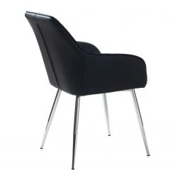 Red Living Chaises à accoudoirs Dela III (lot de 2) - Imitation cuir / Fer - Noir / Chrome -Meubles de salle à manger Soldes Magasin 1000303600 211117 16473800088 DETAILS P000000001000303600