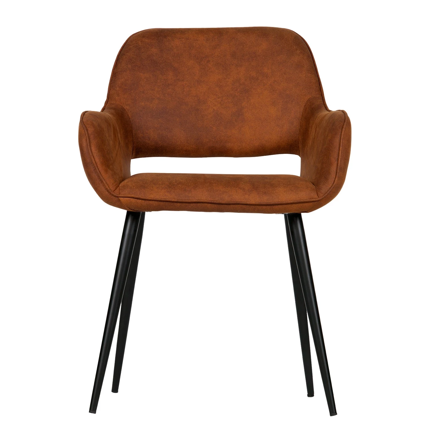 Red Living Chaises à accoudoirs Avril II (lot de 2) - Microfibre / Acier - Marron vintage / Noir 3 Red Living Chaises à accoudoirs Avril II (lot de 2) - Microfibre / Acier - Marron vintage / Noir – Image 3