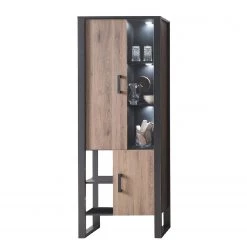 Red Living Vitrine Norddal - Imitation noyer / Noir -Meubles de salle à manger Soldes Magasin 1000304815 211027 105055000124 DETAILS P000000001000304815