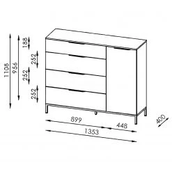 Maja Möbel Buffet Trend Wood II - Imitation chêne à nœuds / Noir 10 Maja Möbel Buffet Trend Wood II - Imitation chêne à nœuds / Noir -Meubles de salle à manger Soldes Magasin 1000306532 211102 130342000525 SKETCH DETAILS P000000001000306532 sketch